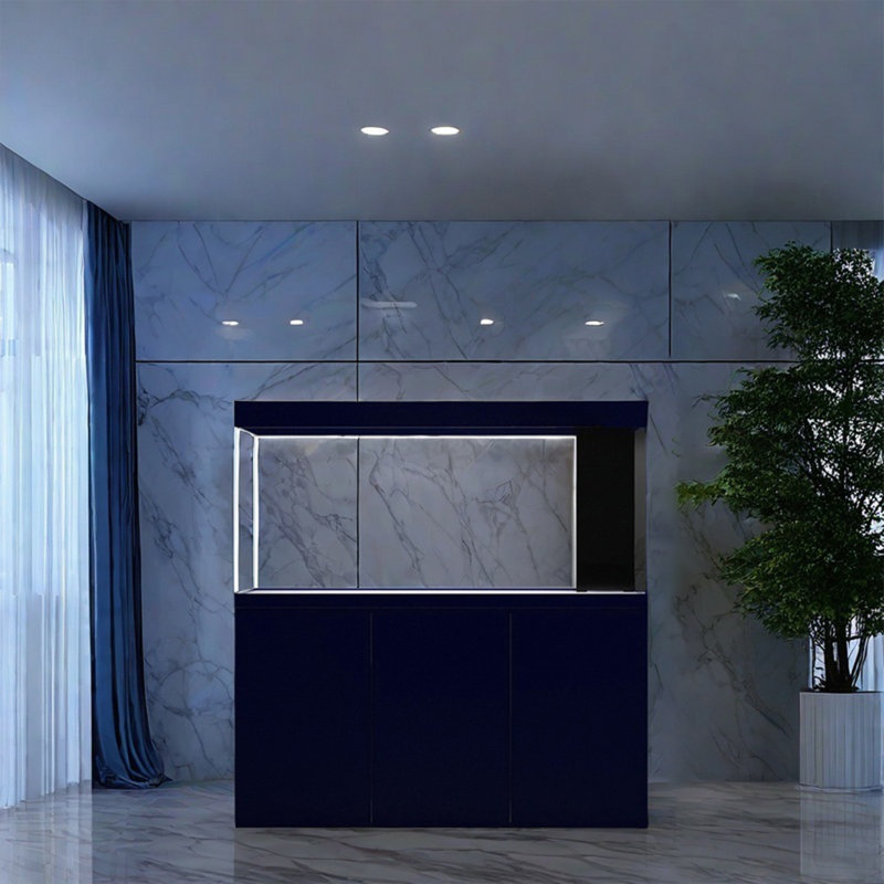 Lingxis Navy Blue Rectangular Floor Standing Aquarium Tank | Wayfair